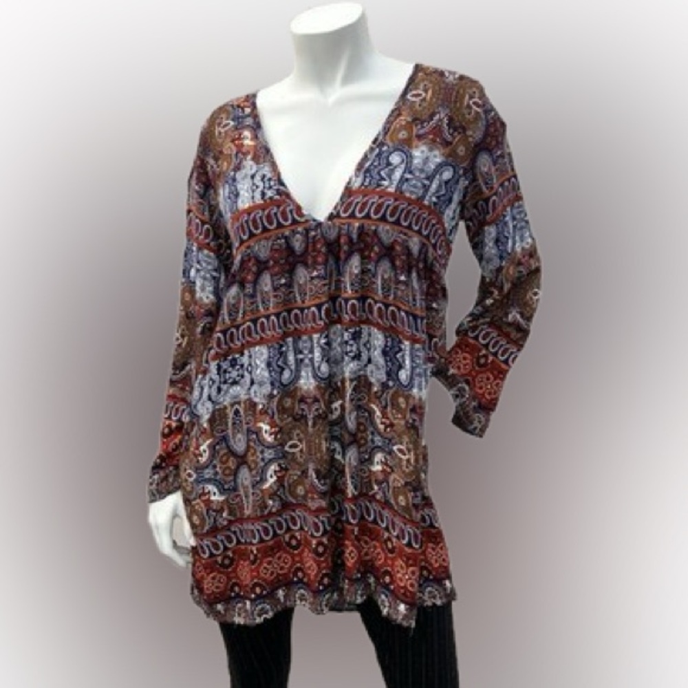 Boho V-Neck Paisley Tunic Top Kidsform